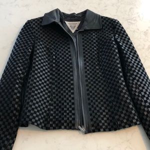 Black Woven Leather Jacket size XS